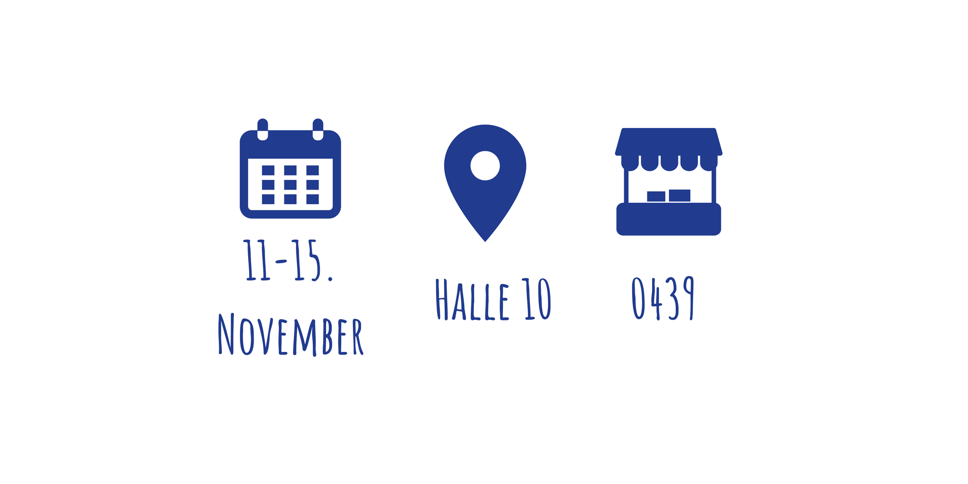 icons dunkelblau standlocation und hallennummer