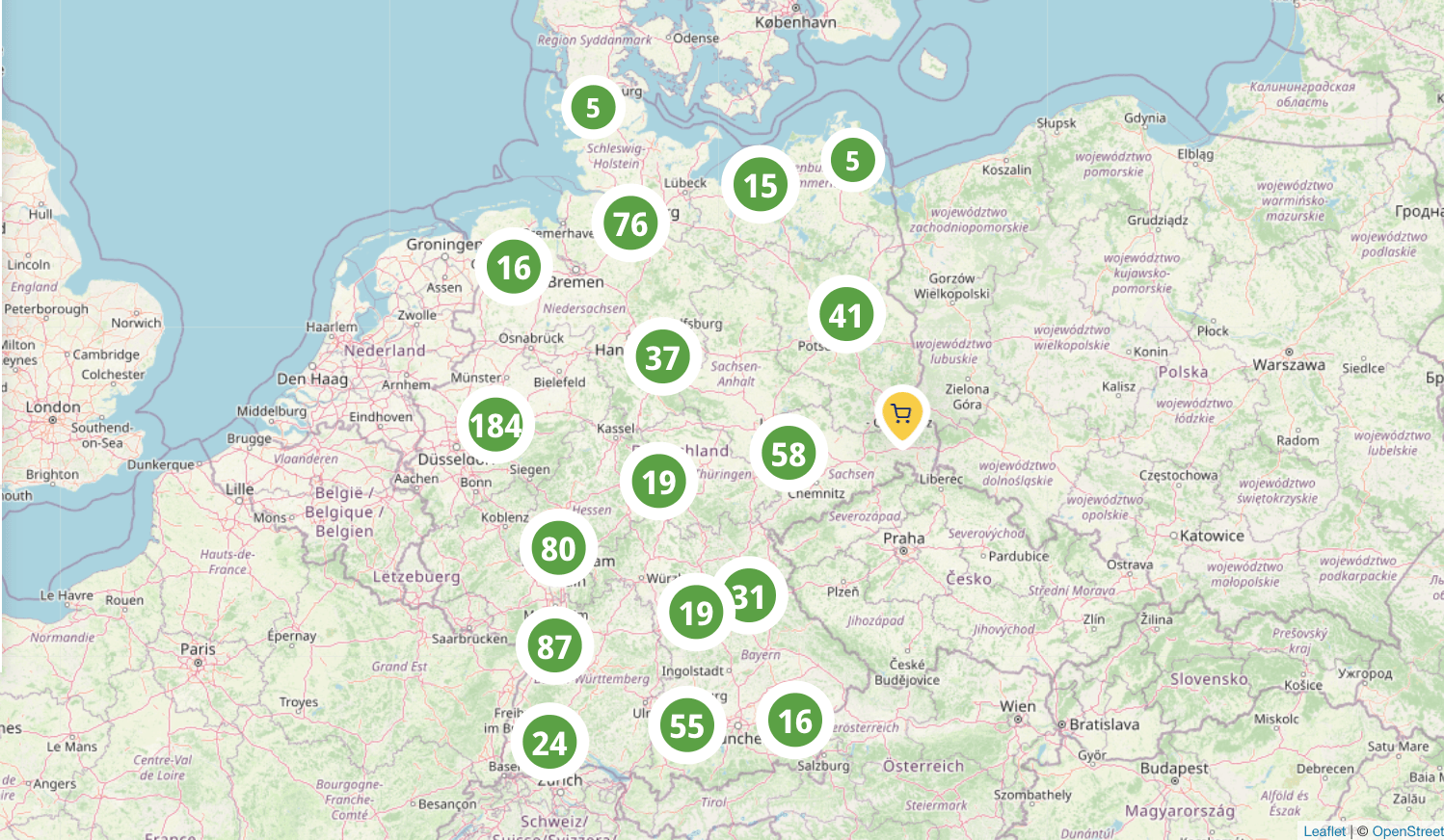 karte mit churro-händler standorten- wo ihr churros kaufen könnt: