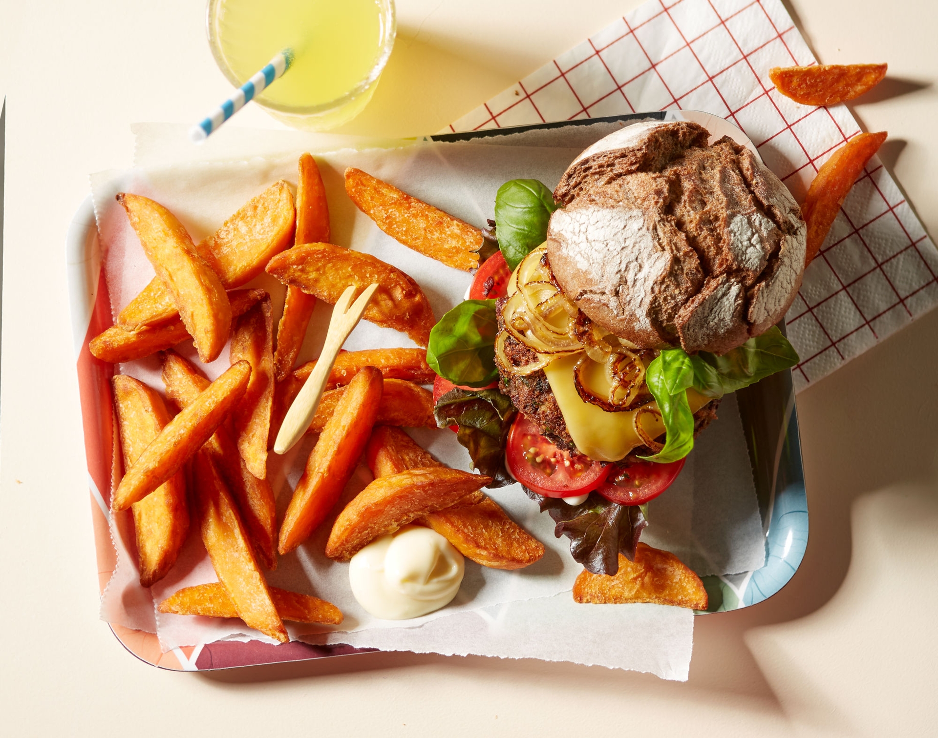 Fast casual dining sweet wedge burger