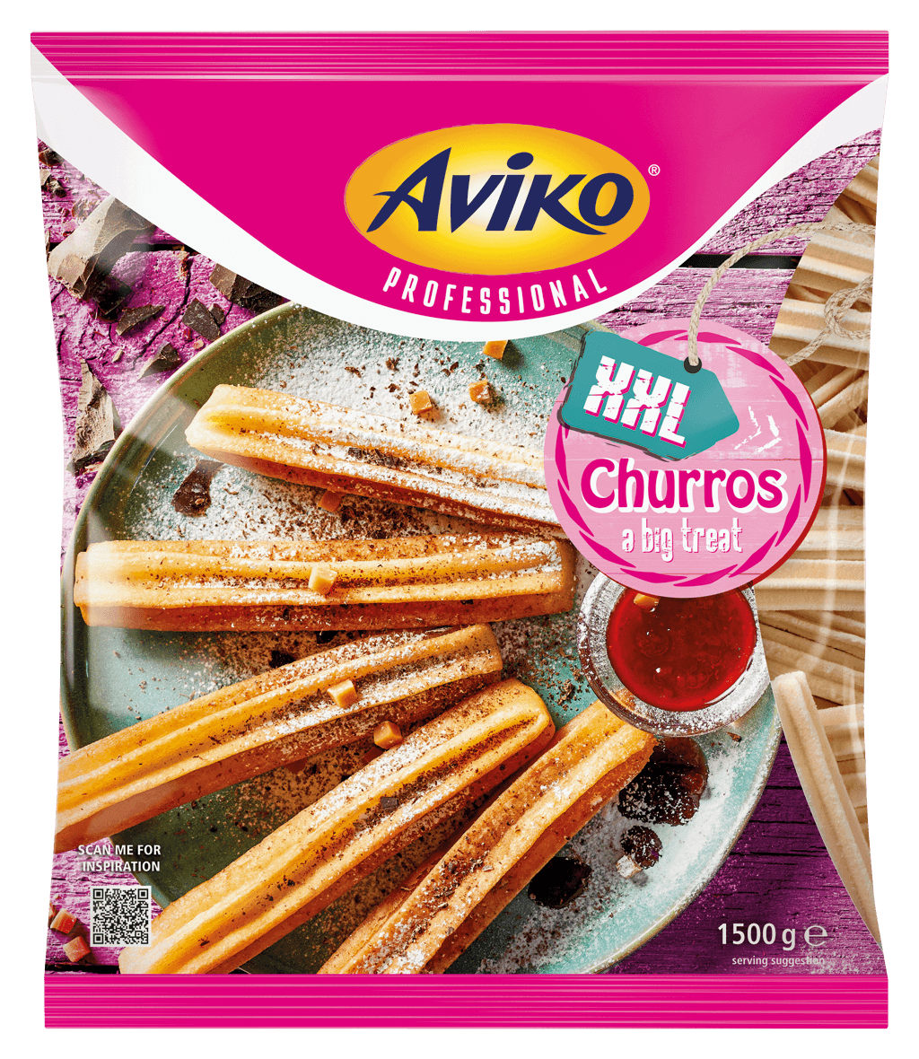 Packshot Pink- Grosse Churros XXL Aviko Deutschland 