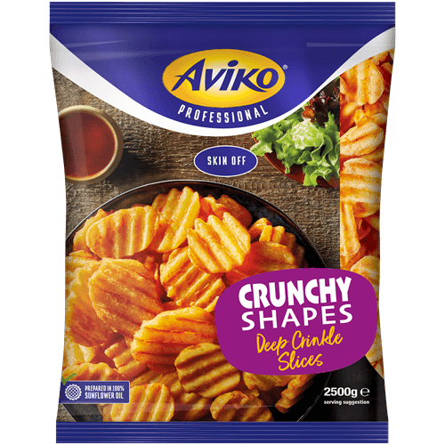 packshot wellige kartoffelscheiben in blauem avikobeutel
